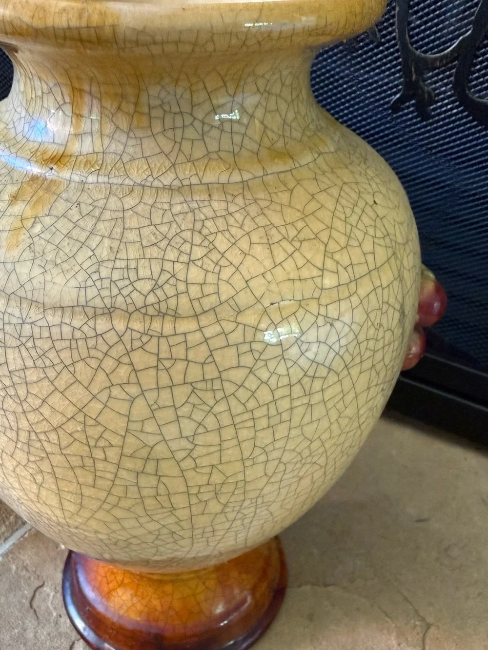 Decorative Fruit Relief Ceramic Vase - Yellow and Green